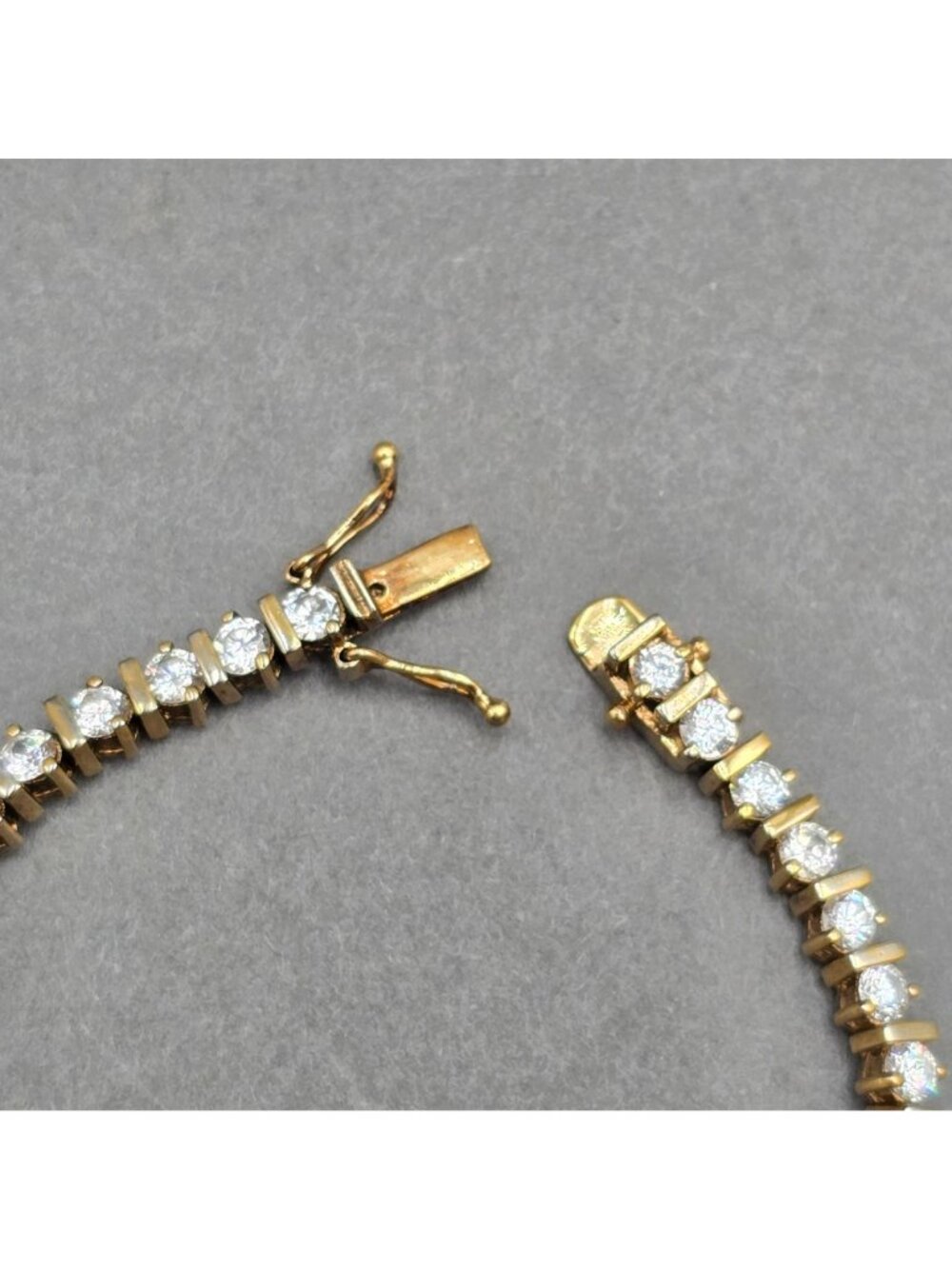 Vermeil Sterling Silver CZ Tennis Bracelet 7" Cubic Zirconia 925 - Picture 4 of 13